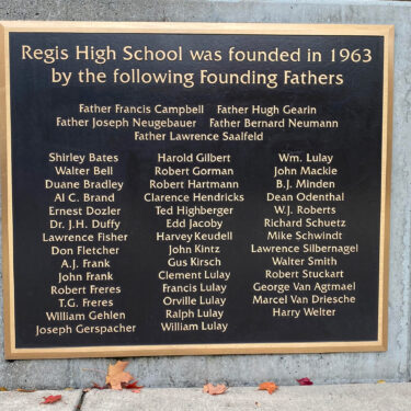 Regis High School Freres Foundation plaque 2