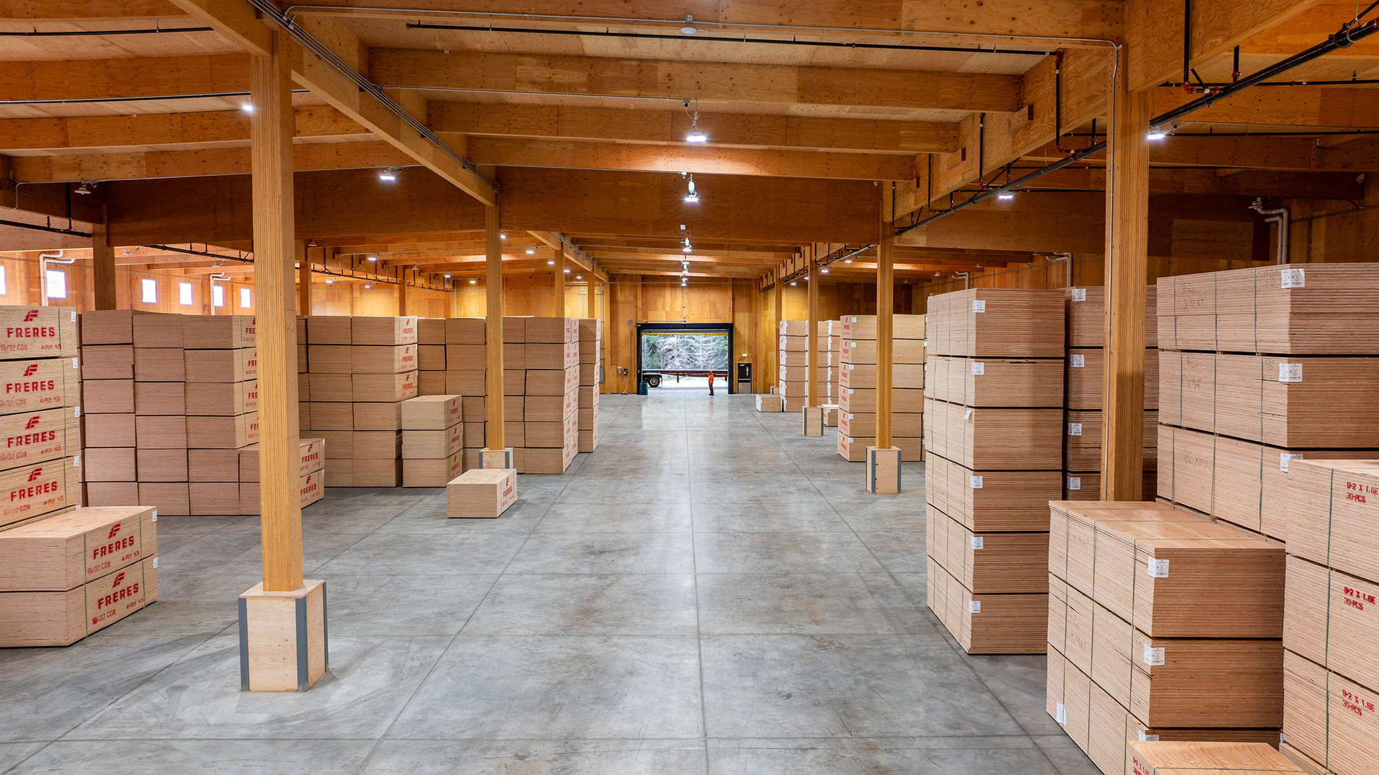 freres engineered wood warehouse mass timber plywood storage